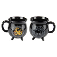 1pce Black Ceramic Yellow Dragon Temperature Colour Changing Mug/Cup Witchcraft 