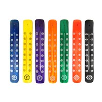 7pce 25cm Multi Coloured Incense Holders Chakra Zen Themed Ash Catcher Inlay