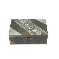 Trinket Box Spring Celtic Metal Engraved Floral 15x10cm 1 Piece Wooden