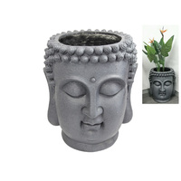 PICKUP ONLY 67cm Grey Rulai Buddha Head Pot Planter/Holder Resin Outdoor Decor