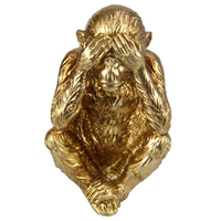 Wise Monkey with Gold Metallic Finish See No Evil 14cm Resin 1pce