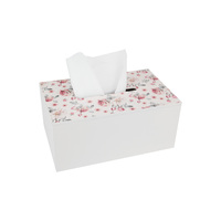 Tissue Box 24x15cm White Floral Rose Design Ornament