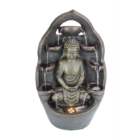 60cm Buddha Statue in Cascading Water Fountain with Light, Outdoor