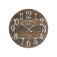 Dark Wooden Wall Clock with 3D Numbers 58cm, Antique Vintage Style MDF