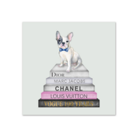 Stretched Canvas 50x50cm Fashionable White French Bulldog Wall Art Decor