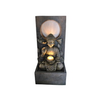 70cm Tranquil Buddha Water Fountain/Waterfall Statue with Halo & LED Light, Indoor or Outdoor