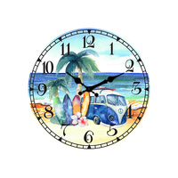 58cm Clock Blue Combi Van Tropical Beach Design Home Wall Art