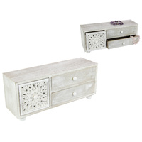 Wooden Triple Trinket Jewellery Storage 30cm Filigree Shabby White