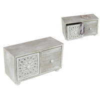 22cm Filigree Wooden Twin Drawer Chest, Trinket Jewellery Storage