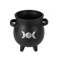 1pce 13cm Wiccan Style Black Planter/Pot, Triple Moon Symbol Gothic Decor