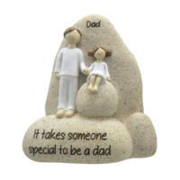 1pce 10cm Father/Daughter On Rock "It Takes Someone Special To Be A Dad" On Rock