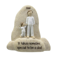 1pce 10cm Father/Son On Rock "It Takes Someone Special To Be A Dad" On Rock