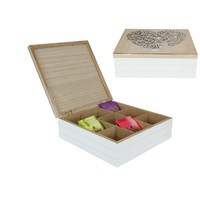24cm Wooden Tea Bag / Trinket Box with Heart Detail & Tree of Life Decor