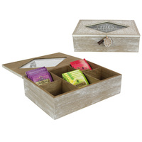 24x16cm Mandala Tea Infusion Box - Boho Wooden Storage Organiser