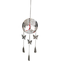 1pce 18cm Tree of Life with Butterflies Silver Spinner Hanging Mobile Suncatcher