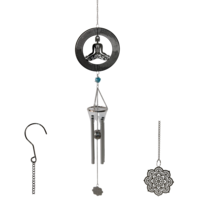 1pce Blue Bead Silver Yoga Zen Feature Spinner with Windchime, Suncatcher