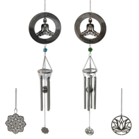 Pair of Yoga Silver Zen Feature Spinner with Windchime, Suncatcher
