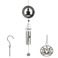 1pce Orange Bead Silver Buddha Feature Spinner with Windchime, Suncatcher