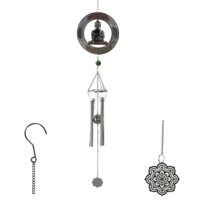 1pce Green Bead Silver Buddha Feature Spinner with Windchime, Suncatcher