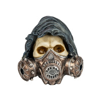 1pce 19cm White Gothic Grim Skull With Steampunk Mask Resin Home Decor Mancave