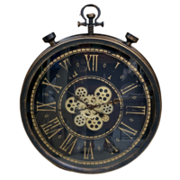 60cm Wall Clock Bronze & Gold Moving Cogs Antique Vintage Time Piece