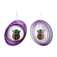 Purple Spinner Mandala Owl Metal 3D Hanging Art Colourful Design 1pce 25cm