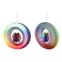 Rainbow Spinner Lotus Flower Metal 3D Hanging Art Colourful Design 1pce 25cm