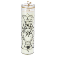 Candle Sun Design White 300g Scented Wax Glass Tall Shape 20cm