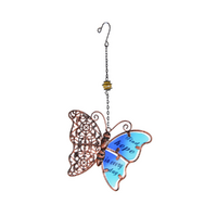 Metal Hanging Wall Art Butterfly with Blue Glass Inspirational Quote 10cm