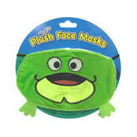Childrens Kids Size Face Mask Plush Material Green Frog Reusable & Washable