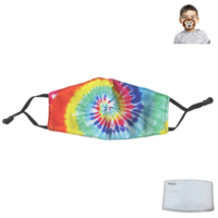 1pce Kids Protective Face Mask Tie Dye Includes PM 2.5 Carbon Filter Children
