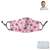 1pce Kids Protective Face Mask Pink Strawberry Includes PM 2.5 Carbon Filter Children