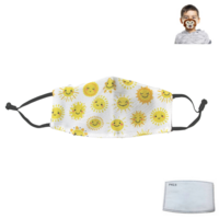 1pce Kids Protective Face Mask Yellow Suns Includes PM 2.5 Carbon Filter Children