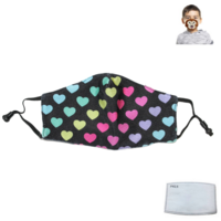 1pce Kids Protective Face Mask Colourful Hearts Includes PM 2.5 Carbon Filter Children