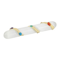 Selenite Wand with Colourful Chakra Gemstones 16cm Length
