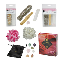 Love Energy Crystals Gift Set with Rose Petals, Smudge Wands Valentines Kit
