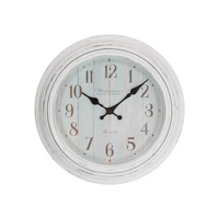 23cm Clock White Wash Small Easy Hang Office or Home Wall Art