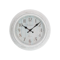 23cm Clock White Wash Small Easy Hang Office or Home Wall Art