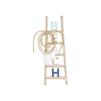 Beach Ladder Plaque Display with Rope Nautical Ornament Wood 34cm 1pce