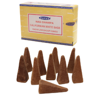 10 Backflow Incense Cones Satya Californian White Sage Scented 1 Pack