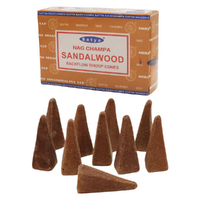 10 Backflow Incense Cones Satya Sandalwood Scented 1 Pack