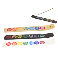 3pce Incense Holder Set Natural with Colour Chakras Theme 25cm Length