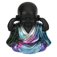 Galaxy Monk Hear No Evil in Purple/Blue Robe Resin 15cm 1pce