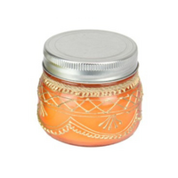 110g 7cm Glass Jar Candle with Orange Henna Design - Scented Decorative Candle