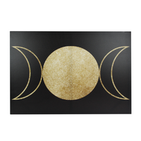 Triple Moon Witch Canvas Wall Art 1pce 70x50cm Black & Gold Simple