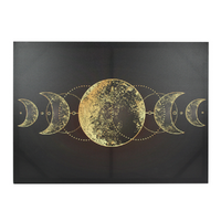 Triple Moon Witch Canvas Wall Art 1pce 70x50cm Black & Gold Detailed