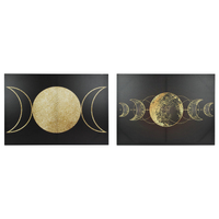 Moon Canvas Set 2pce Witches Wall Art 70x50cm Black & Gold Colours