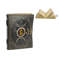 Journal Antique Paper Leather Spell/Writing Book Triple Moon & Stone Design 8x6"