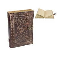 Brown Antique Paper Leather Journal/Spell Book 26cm with Pentagram (10x7")