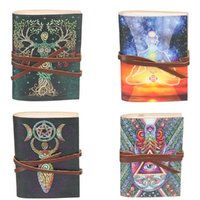 4x Pocket Journals Set Leather 10cm Mystic Design Spell/Writing Book (4x3")